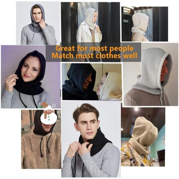 Winter Hats for Women, Wool Blend Hooded Scarf Hat for Women Balaclava main image 4